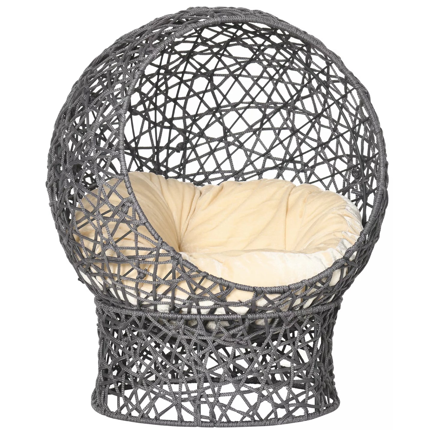 Katės krepšys, katės guolis su pagalvėle, 2 dalių, 50 cm x 50 cm x 60 cm, kreminės baltos + antracito